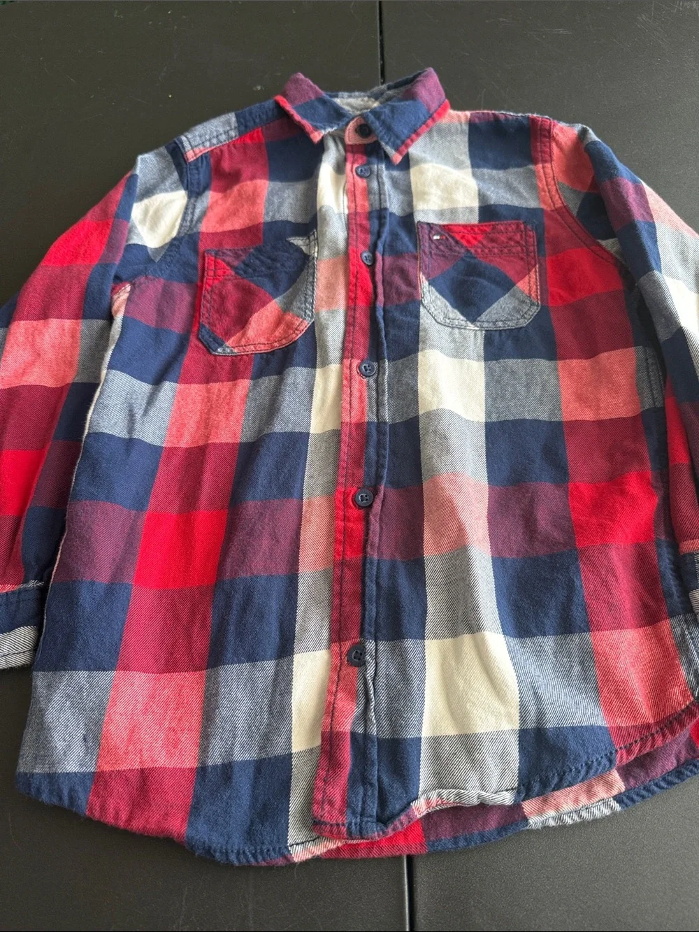 Tommy Hilfiger Red, Navy & Cream Plaid Button-Down Shirt